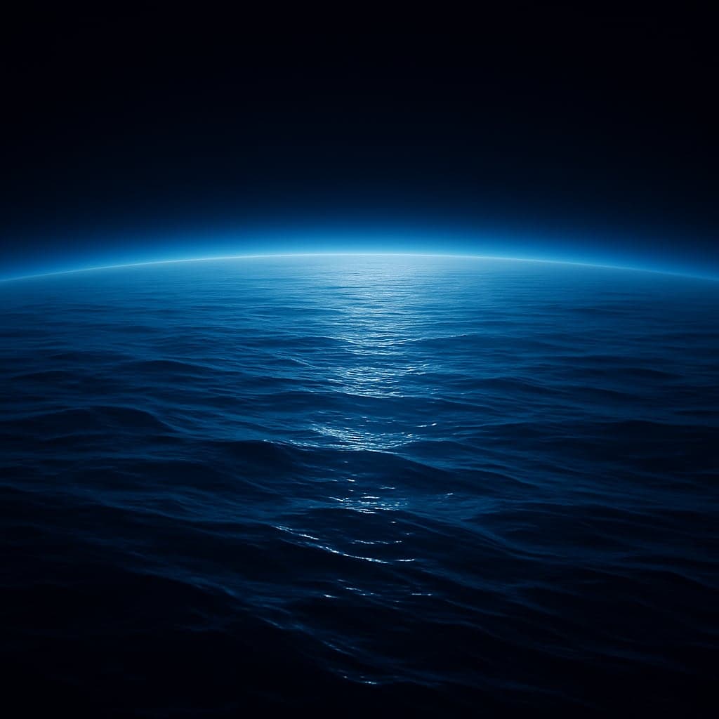 The ocean seen from orbit at night